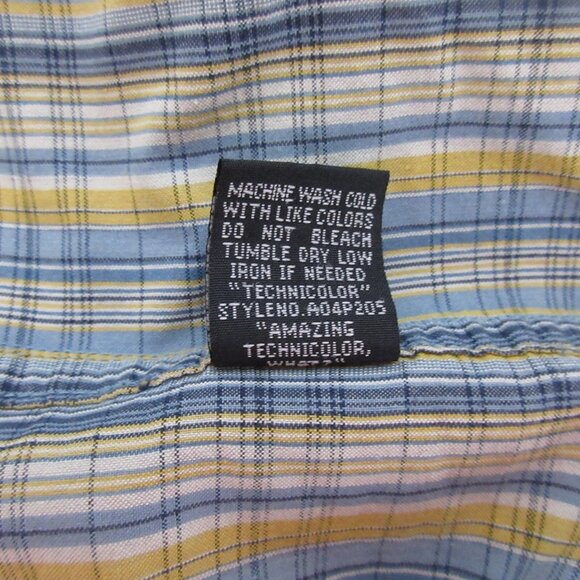 Volcom Mens Shirt Size XL Collared Blue Plaid Snap Front Short Sleeve Pockets - Picture 8 of 8